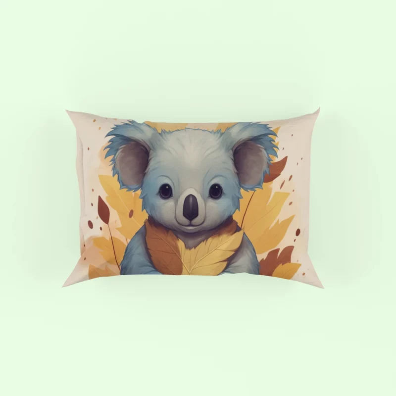 Koala Holding Eucalyptus Leaf Pillow Case