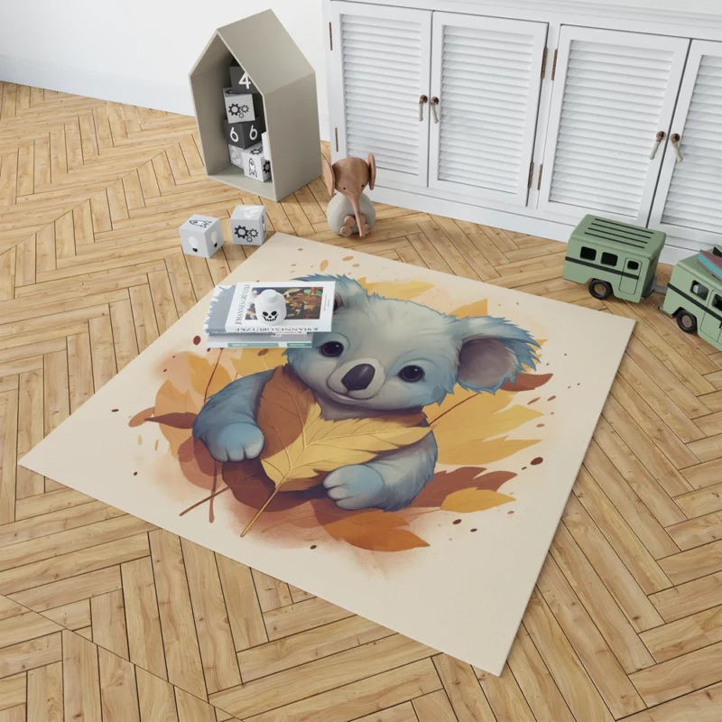 Koala Holding Eucalyptus Leaf Rug 1