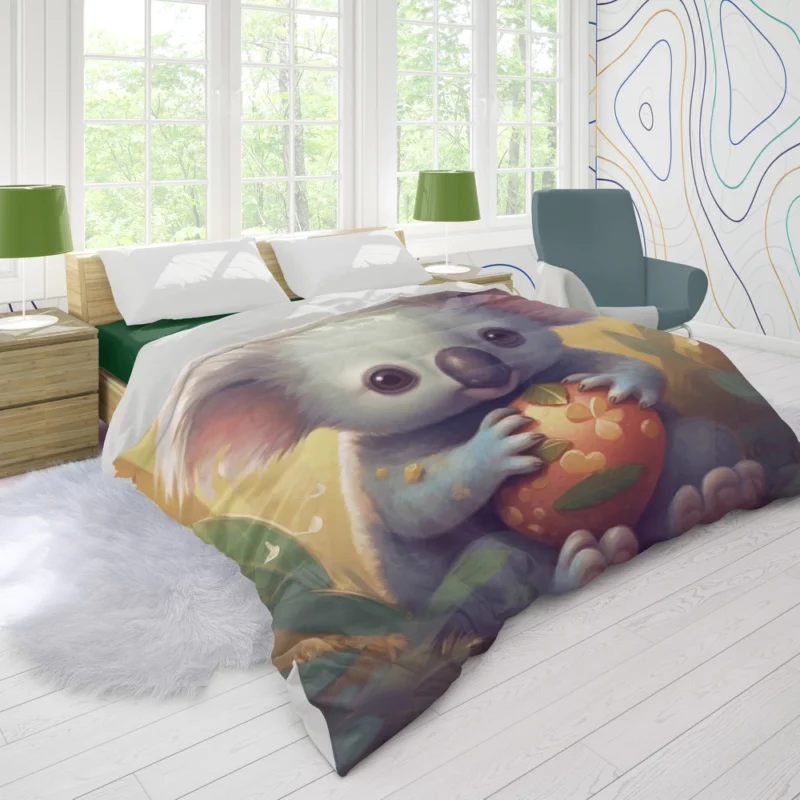 Koala Holding Heart Object Duvet Cover