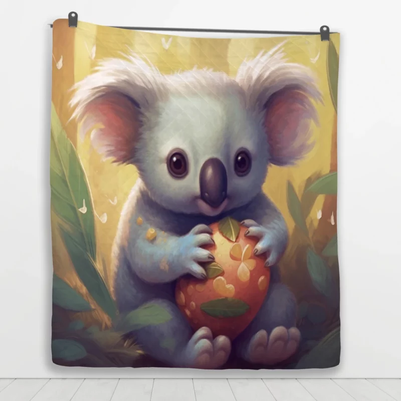 Koala Holding Heart Object Quilt Blanket 1