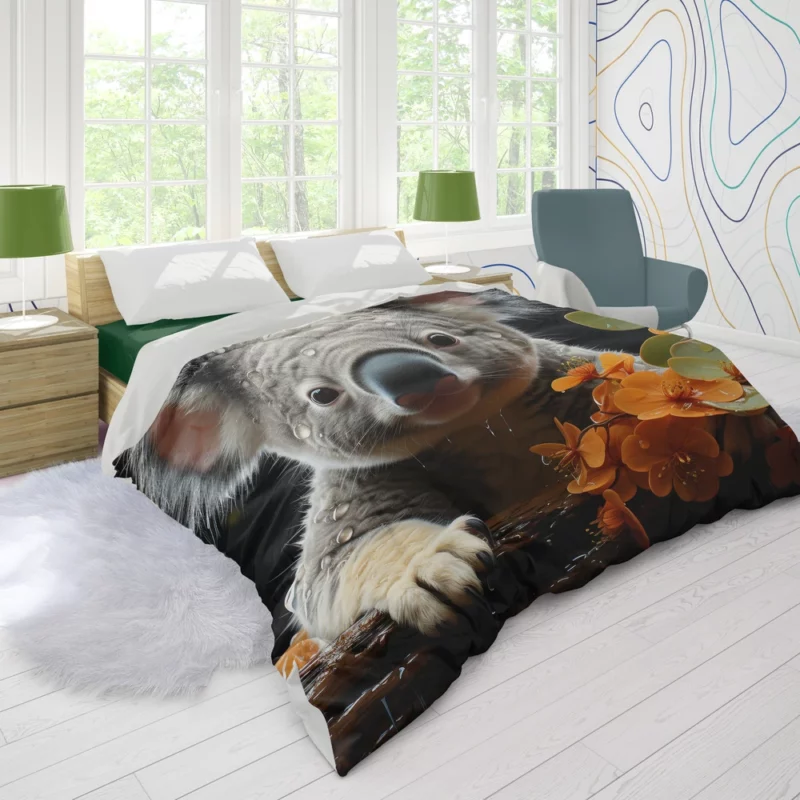 Koala Sitting on Branch Duvet Cover