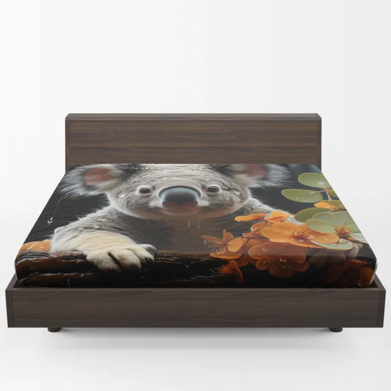 Koala Sitting on Branch Fitted Sheet 1