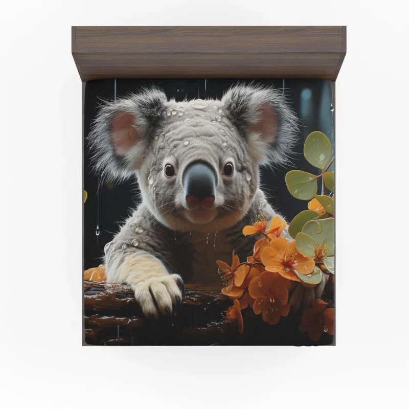 Koala Sitting on Branch Fitted Sheet