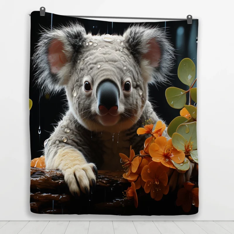 Koala Sitting on Branch Quilt Blanket 1