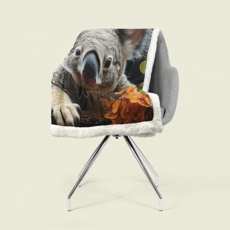 Koala Sitting on Branch Sherpa Fleece Blanket 1