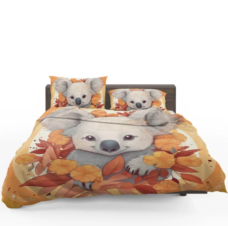 Koala Surrounded by Leaves Bedding Set 1