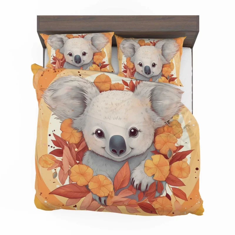 Koala Surrounded by Leaves Bedding Set 2