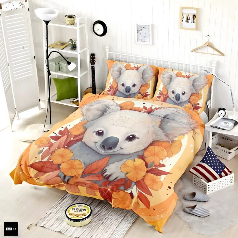 Koala Surrounded by Leaves Bedding Set