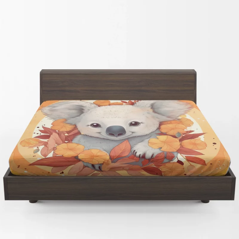 Koala Surrounded by Leaves Fitted Sheet 1