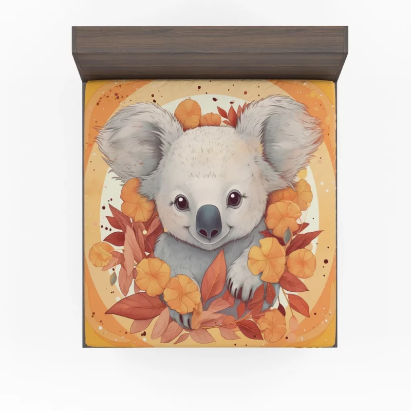 Koala Surrounded by Leaves Fitted Sheet