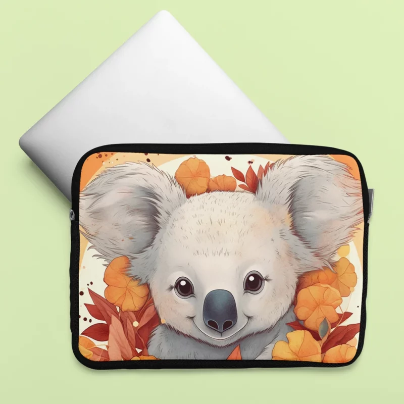 Koala Surrounded by Leaves Laptop Sleeve