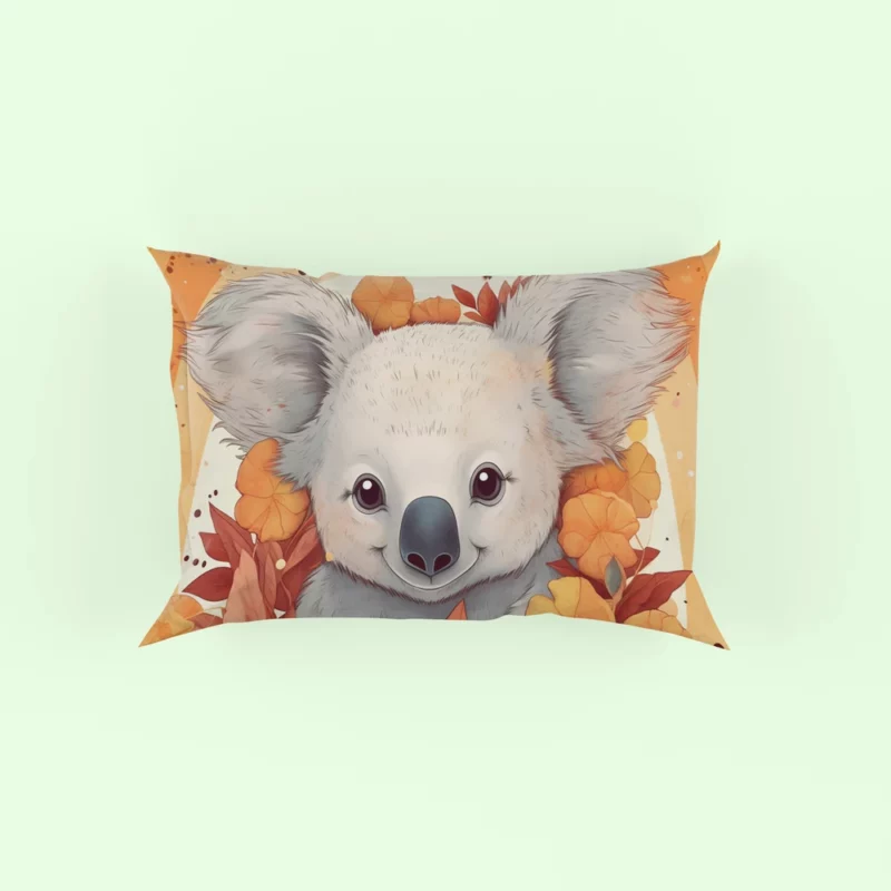 Koala Surrounded by Leaves Pillow Case