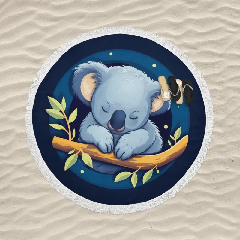 Koala T-Shirt Graphics Round Beach Towel