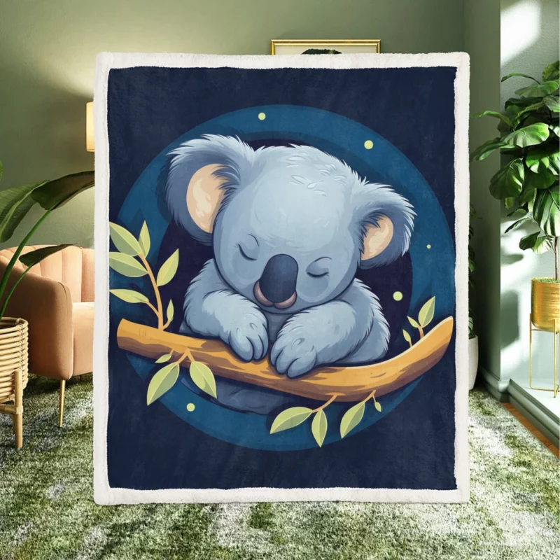 Koala T-Shirt Graphics Sherpa Fleece Blanket