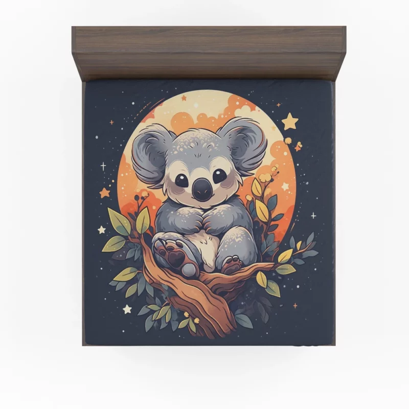 Koala Under the Full Moon Fitted Sheet