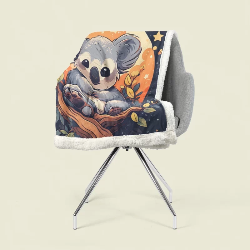 Koala Under the Full Moon Sherpa Fleece Blanket 1