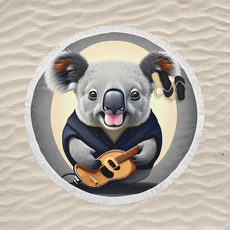 Koala Vector Illustration Round Beach Towel