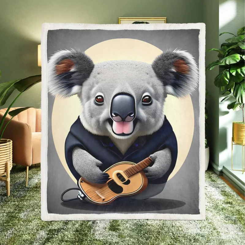 Koala Vector Illustration Sherpa Fleece Blanket