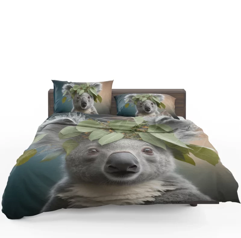 Koala With Leaves on Head Bedding Set 1