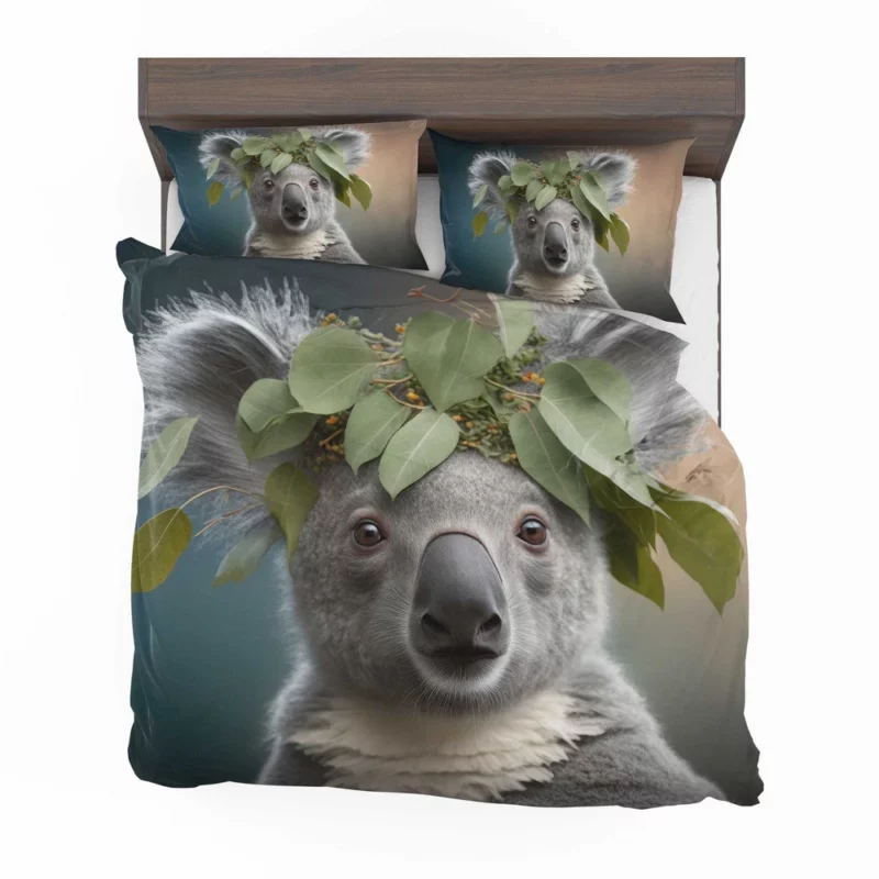 Koala With Leaves on Head Bedding Set 2