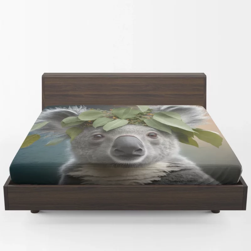 Koala With Leaves on Head Fitted Sheet 1