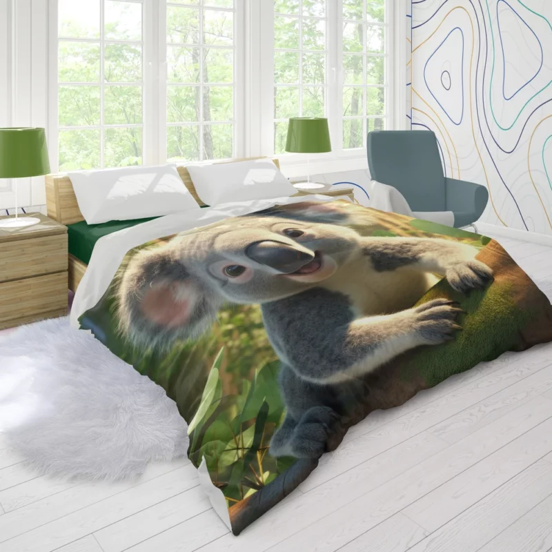 Koala in Eucalyptus Forest Duvet Cover