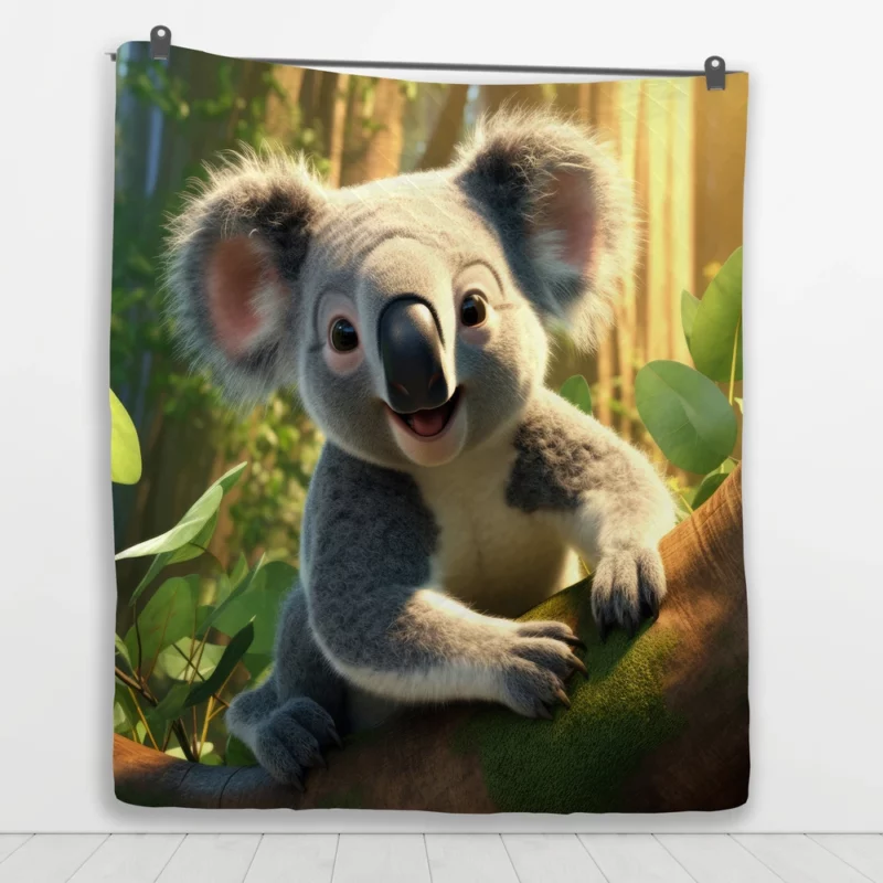 Koala in Eucalyptus Forest Quilt Blanket 1