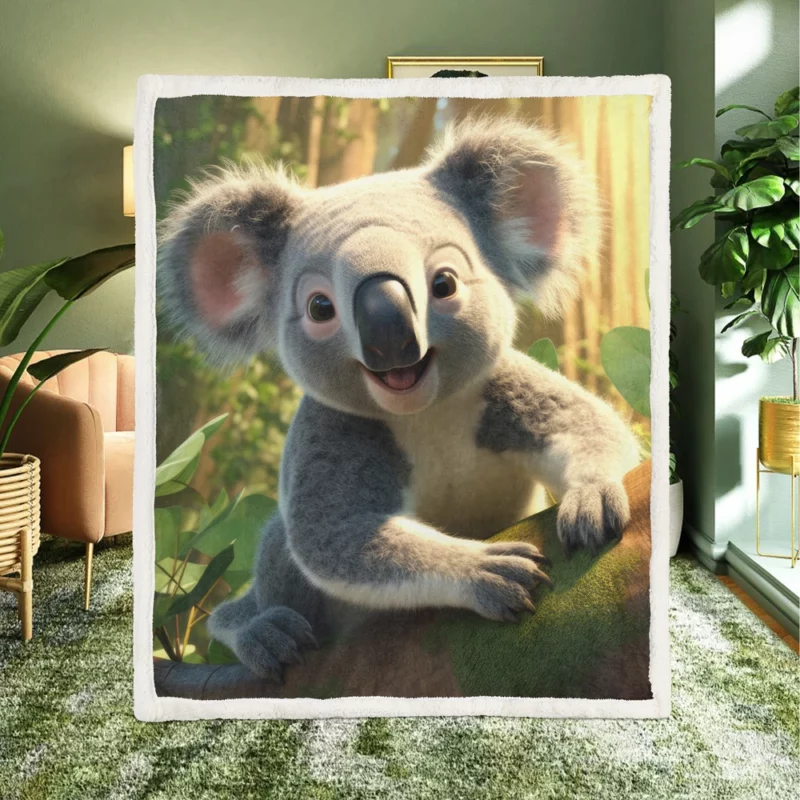 Koala in Eucalyptus Forest Sherpa Fleece Blanket