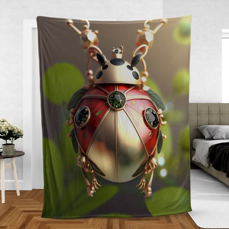 Ladybug Necklace Fleece Blanket