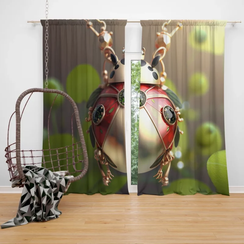 Ladybug Necklace Window Curtain