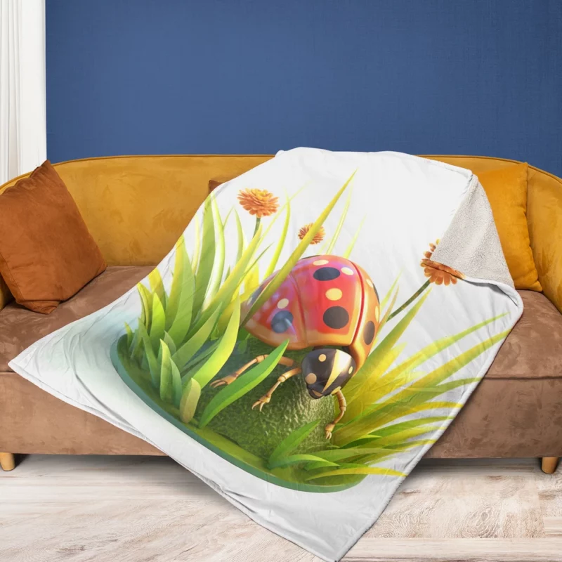 Ladybug Sitting on Egg Fleece Blanket 1