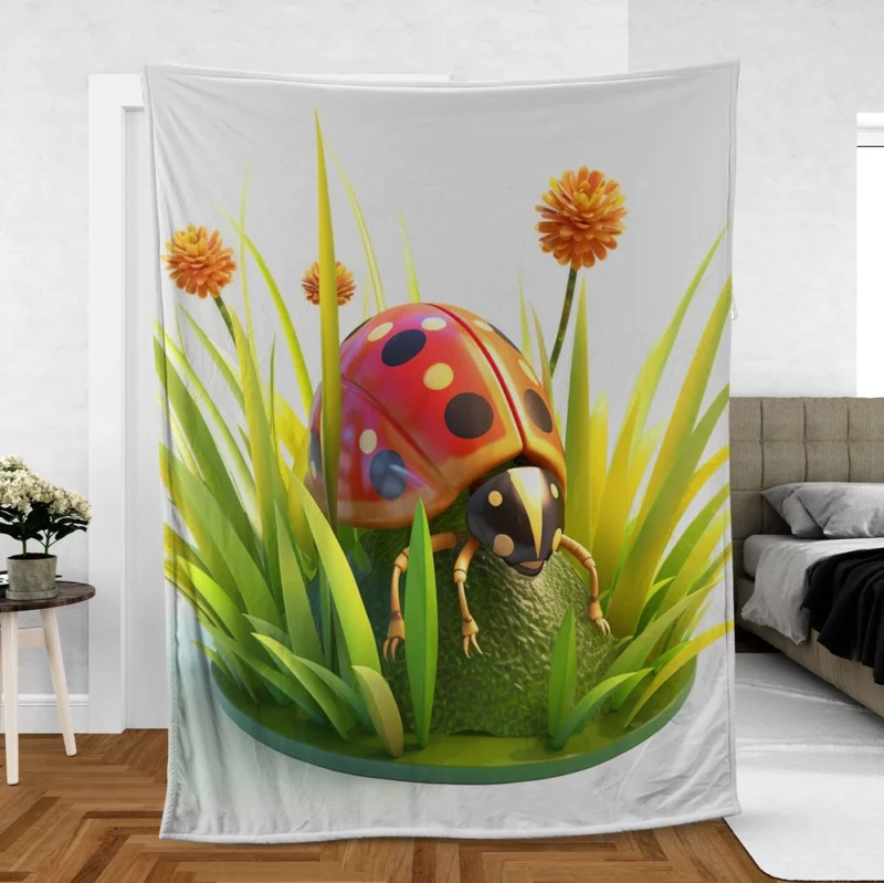 Ladybug Sitting on Egg Fleece Blanket