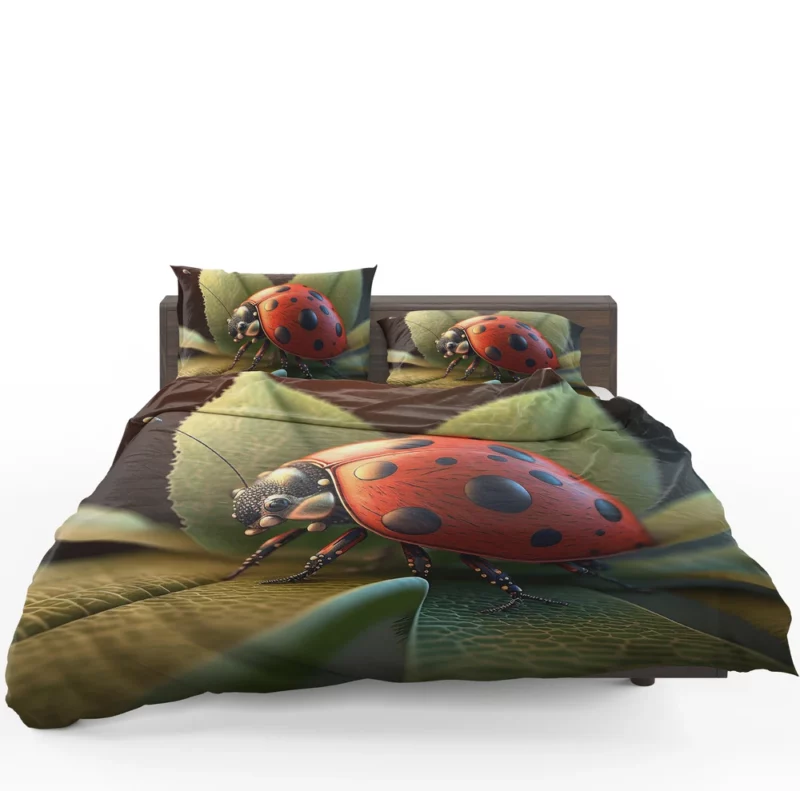 Ladybug Sitting on Leaf Bedding Set 1