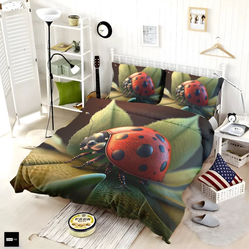 Ladybug Sitting on Leaf Bedding Set