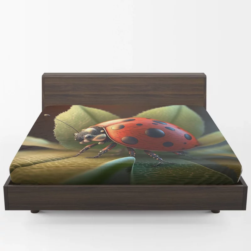 Ladybug Sitting on Leaf Fitted Sheet 1