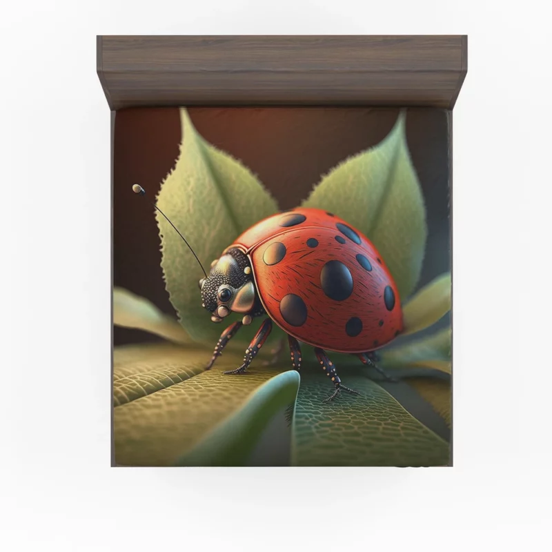 Ladybug Sitting on Leaf Fitted Sheet