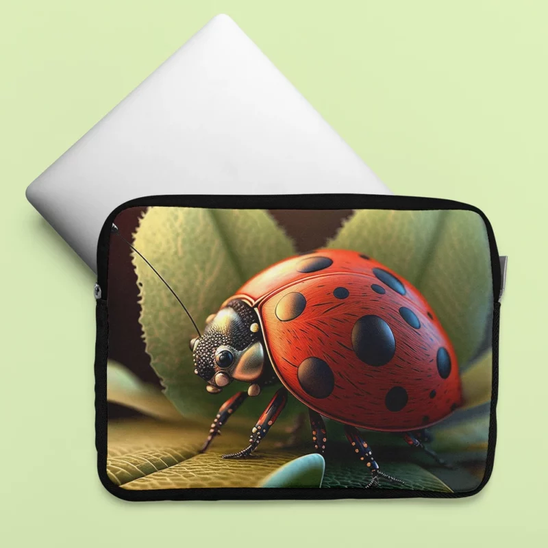 Ladybug Sitting on Leaf Laptop Sleeve