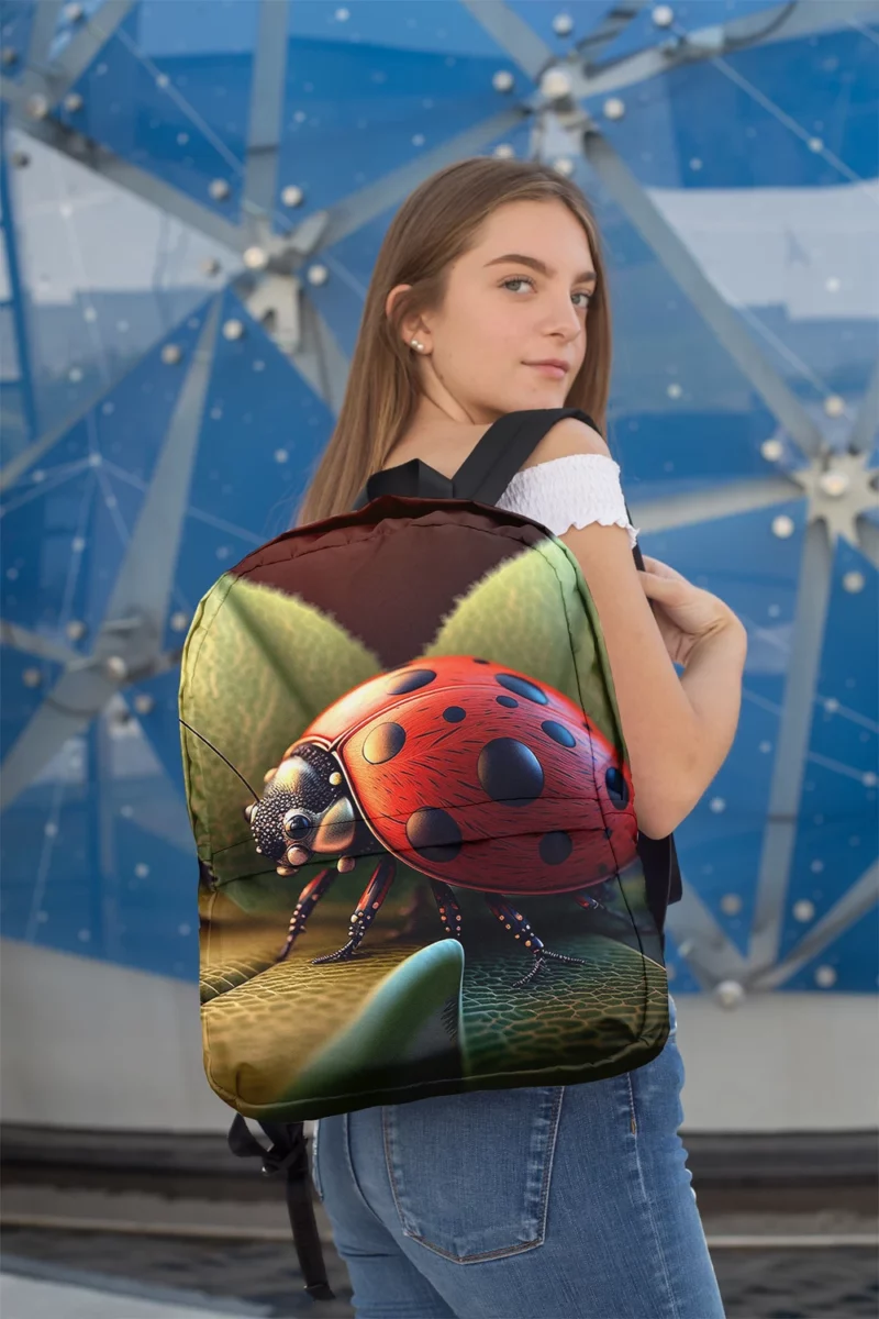 Ladybug Sitting on Leaf Minimalist Backpack 2