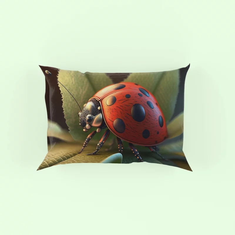 Ladybug Sitting on Leaf Pillow Case