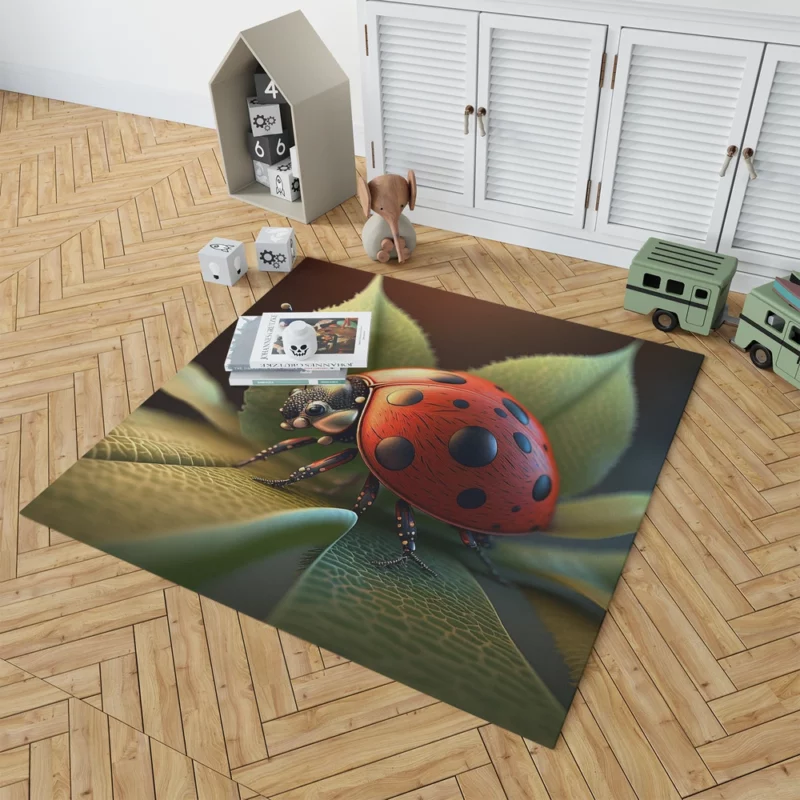 Ladybug Sitting on Leaf Rug 1