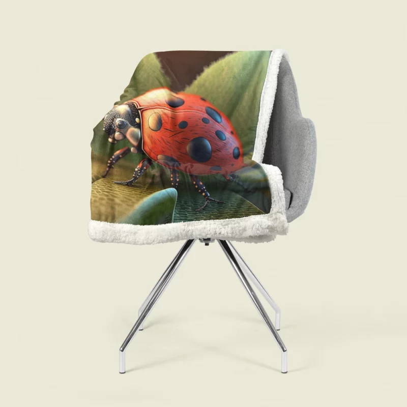 Ladybug Sitting on Leaf Sherpa Fleece Blanket 1