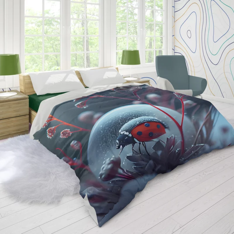 Ladybug in the Snow Artwork Duvet Cover