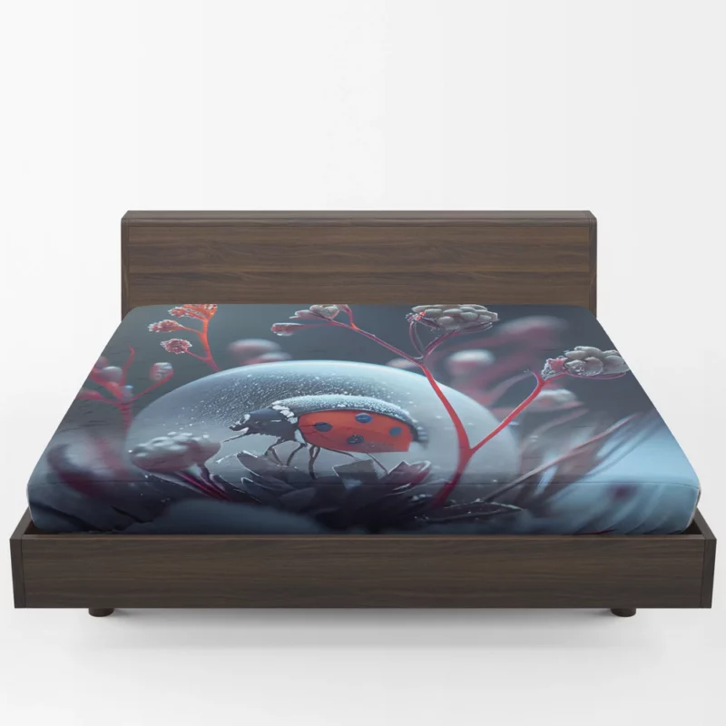 Ladybug in the Snow Artwork Fitted Sheet 1