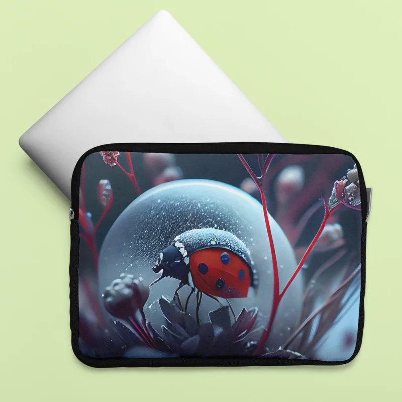 Ladybug in the Snow Artwork Laptop Sleeve