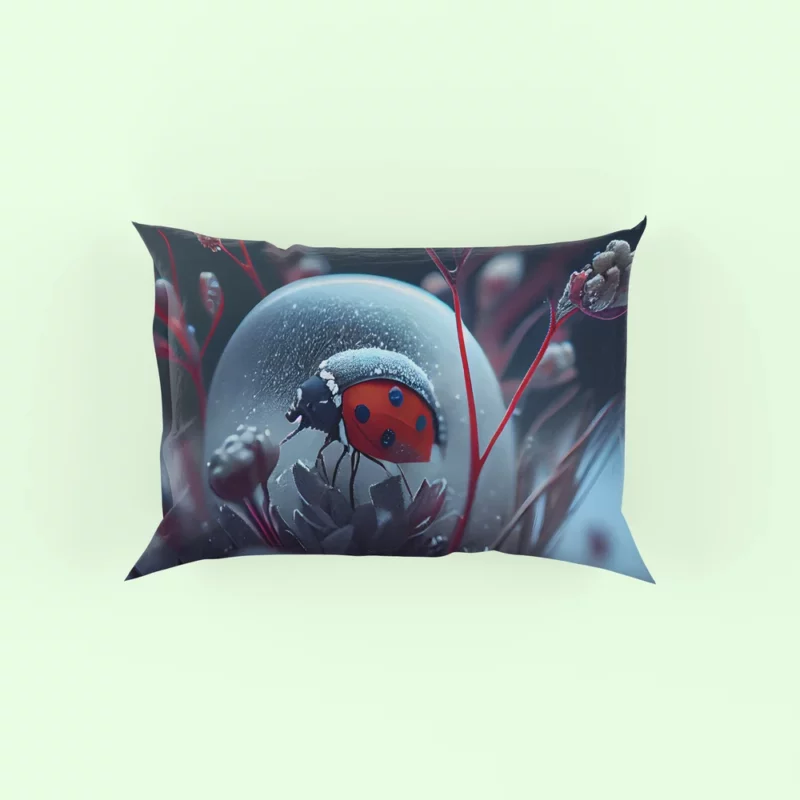 Ladybug in the Snow Artwork Pillow Case