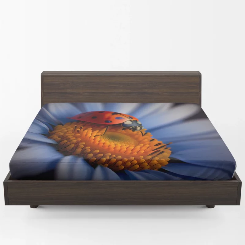 Ladybug on Blue Flower Fitted Sheet 1