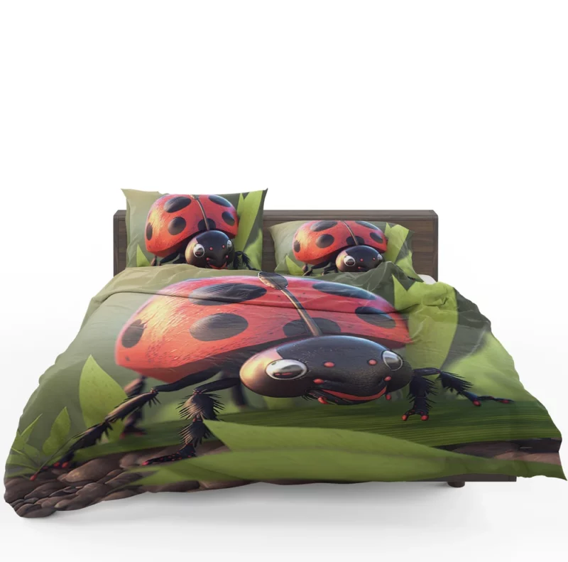 Ladybug on Green Background Bedding Set 1