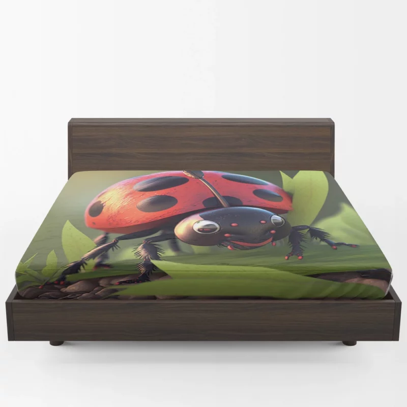 Ladybug on Green Background Fitted Sheet 1