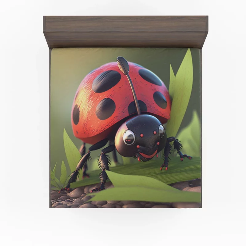 Ladybug on Green Background Fitted Sheet