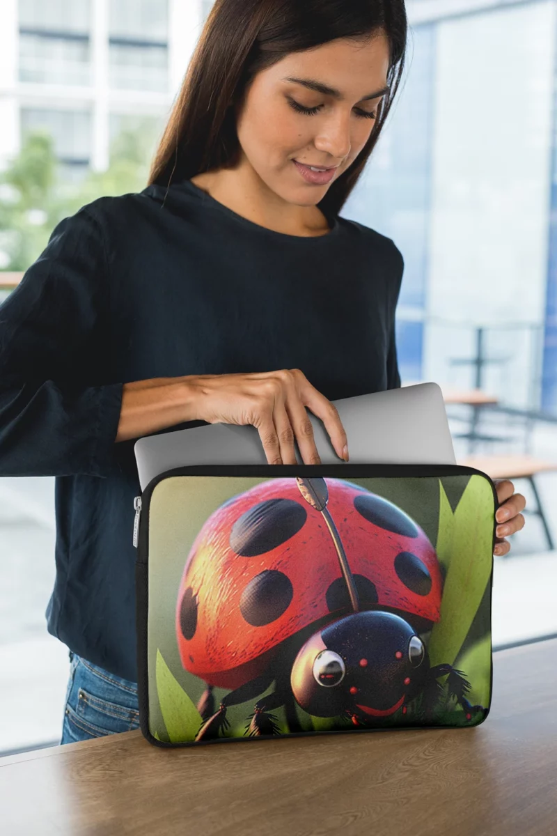 Ladybug on Green Background Laptop Sleeve 1